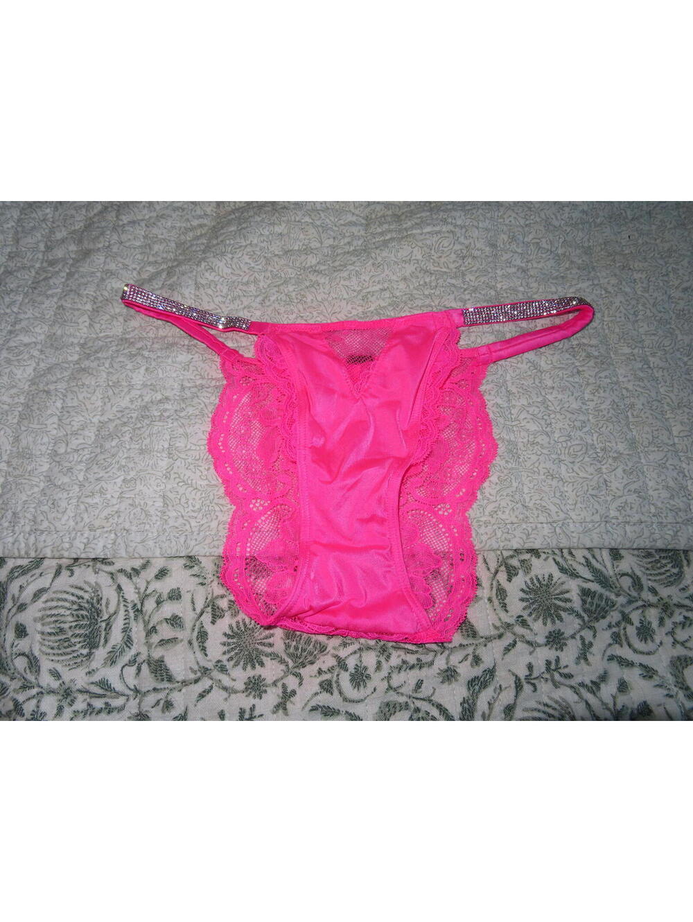 Worn Pink Lace Victoria's Secret Shine Strap Panty